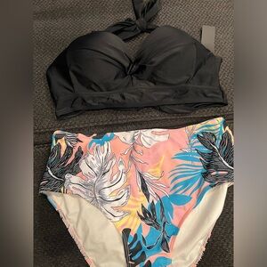 Tempt Me Women Two Piece Vintage Swimsuit Retro Halter Ruched High Waist Bikini